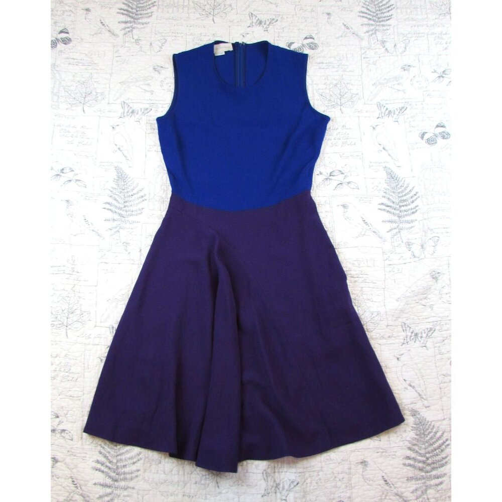 Stella McCartney Blue and Purple Sleeveless Fit-and-Flare Dress